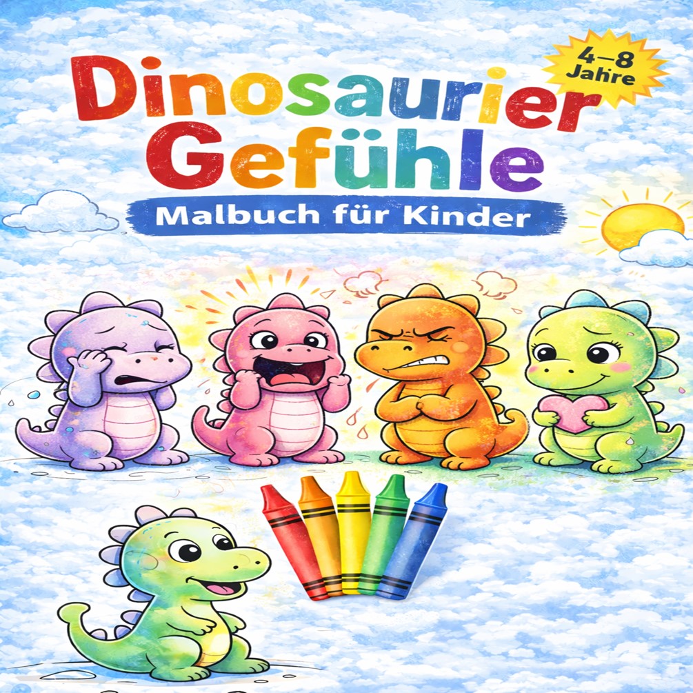 Dinosaurier Gefühle Malbuch für Kinder (4–8 Jahre)